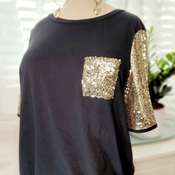 Tops - Sale Sparkle and Shine Tee - Midnight black